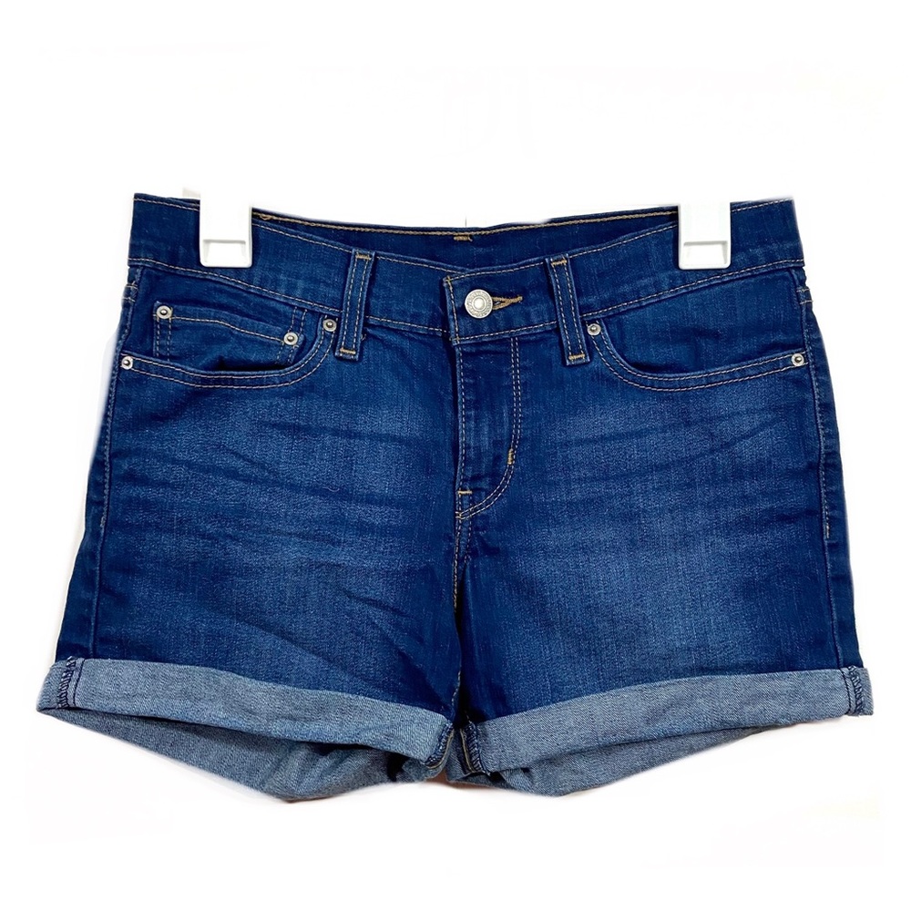 Levi’s Mid Wash Stretch Cuff Mid Rise Jean Shorts